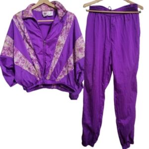 RARE K-Swiss Vintage 2 Piece Windbreaker And Pants Set Purple Medium